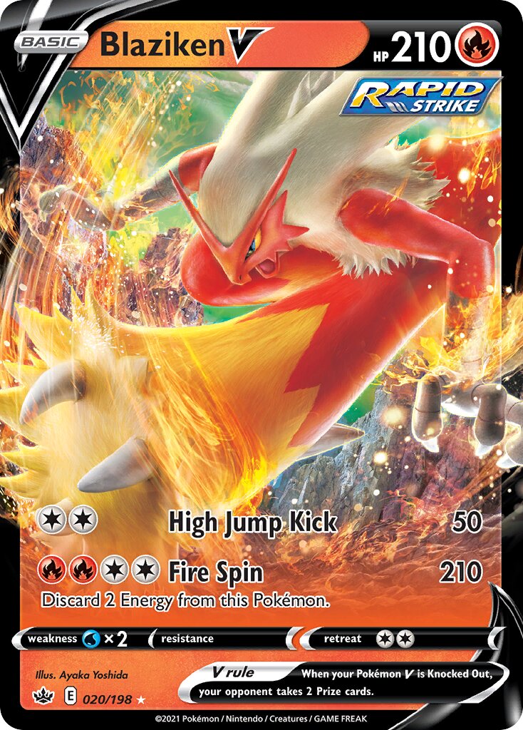 Blaziken V 020/198 — Chilling Reign (English Pokémon TCG card)