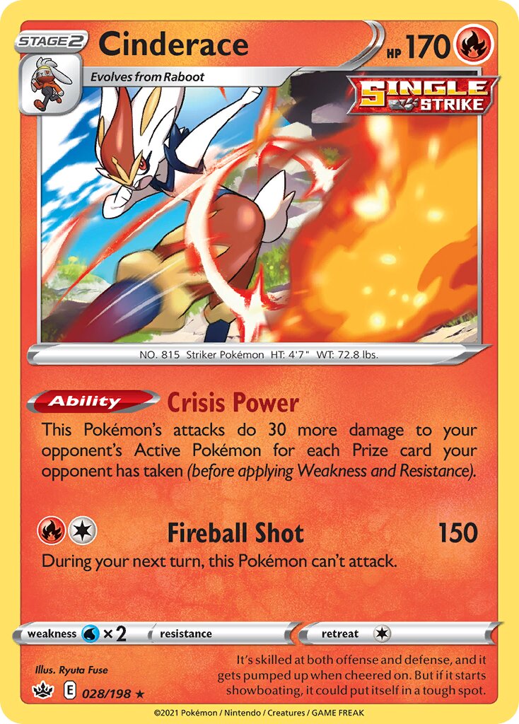 Cinderace 028/198 — Chilling Reign (English Pokémon TCG card)
