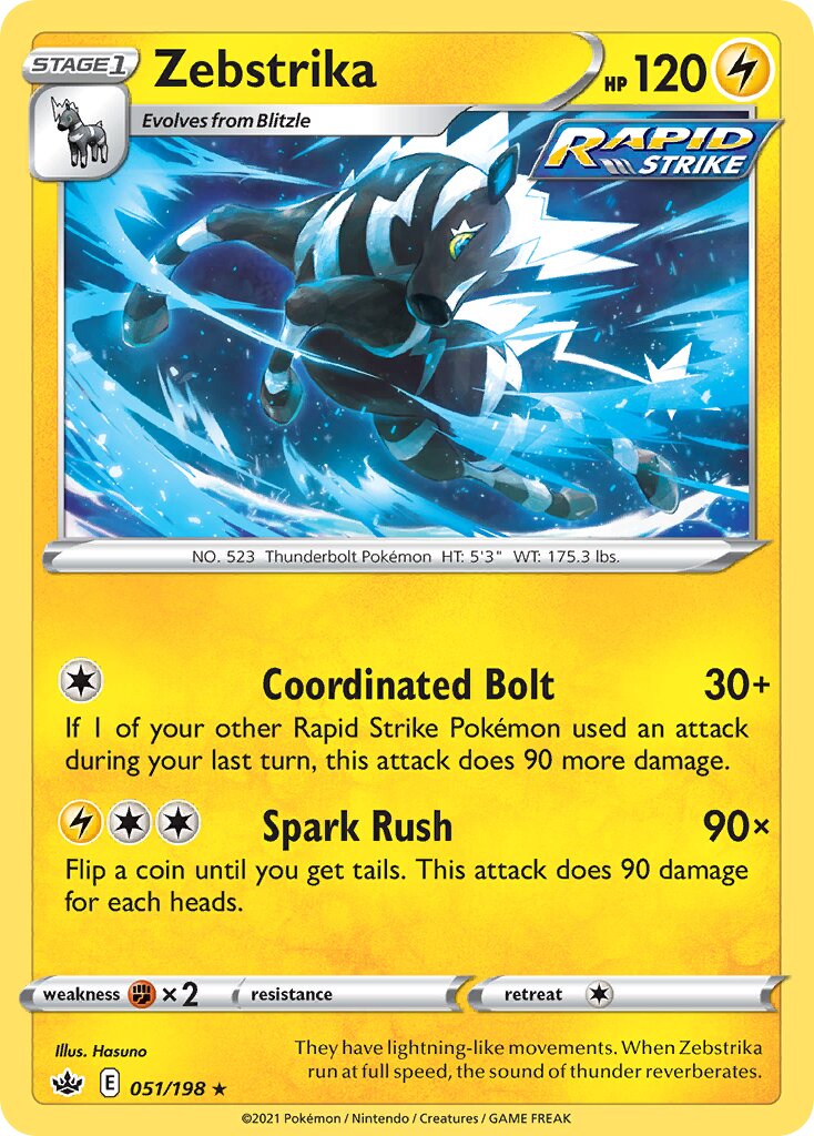 Zebstrika 051/198 — Chilling Reign (English Pokémon TCG card)