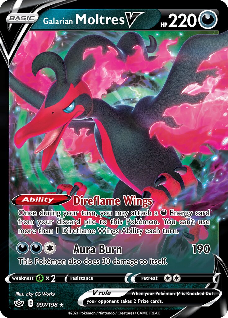 Galarian Moltres V 097/198 — Chilling Reign (English Pokémon TCG card)