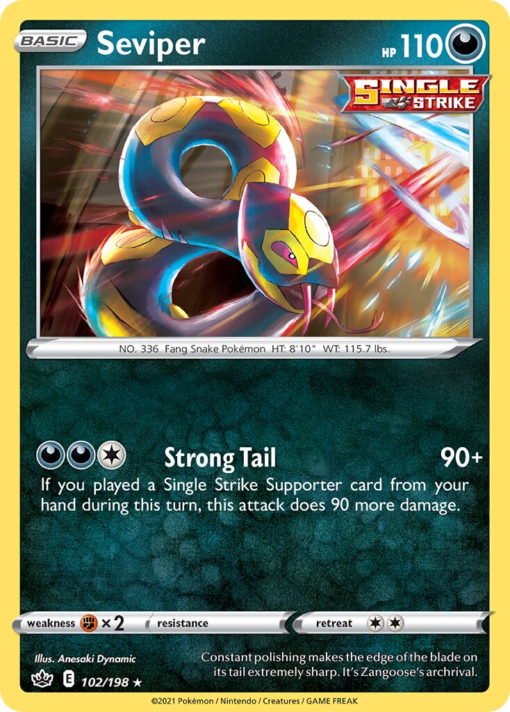 Seviper 102/198 — Chilling Reign (English Pokémon TCG card)