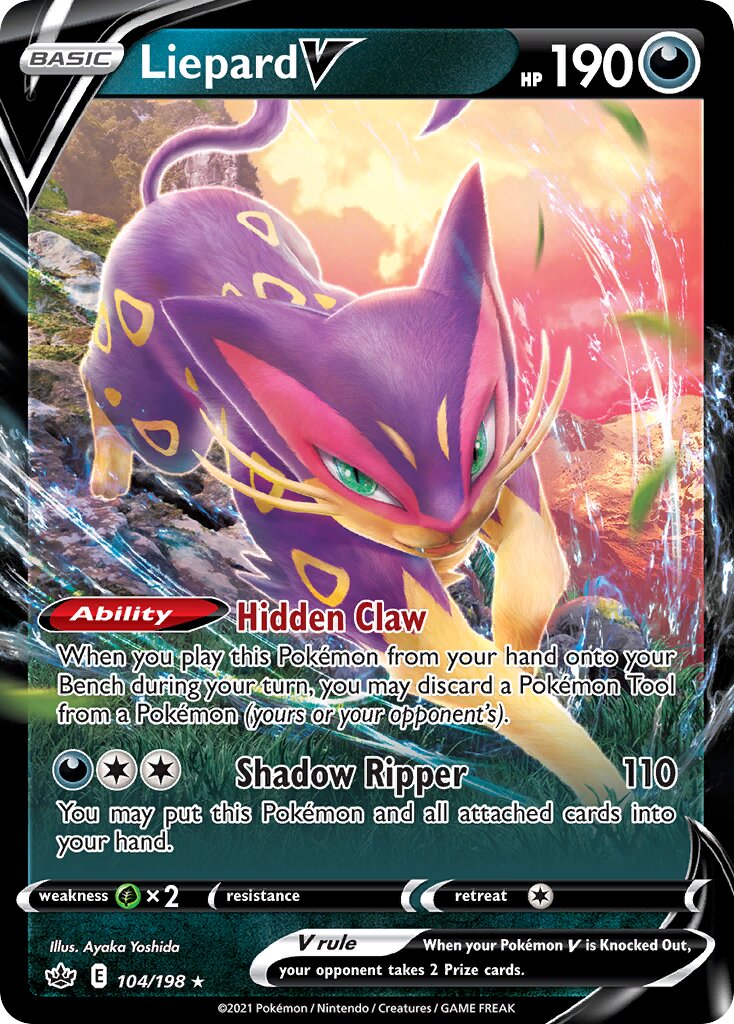 Liepard V 104/198 — Chilling Reign (English Pokémon TCG card)