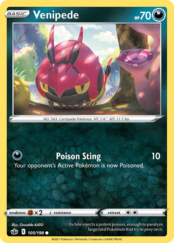 Venipede 105/198 — Chilling Reign (English Pokémon TCG card)