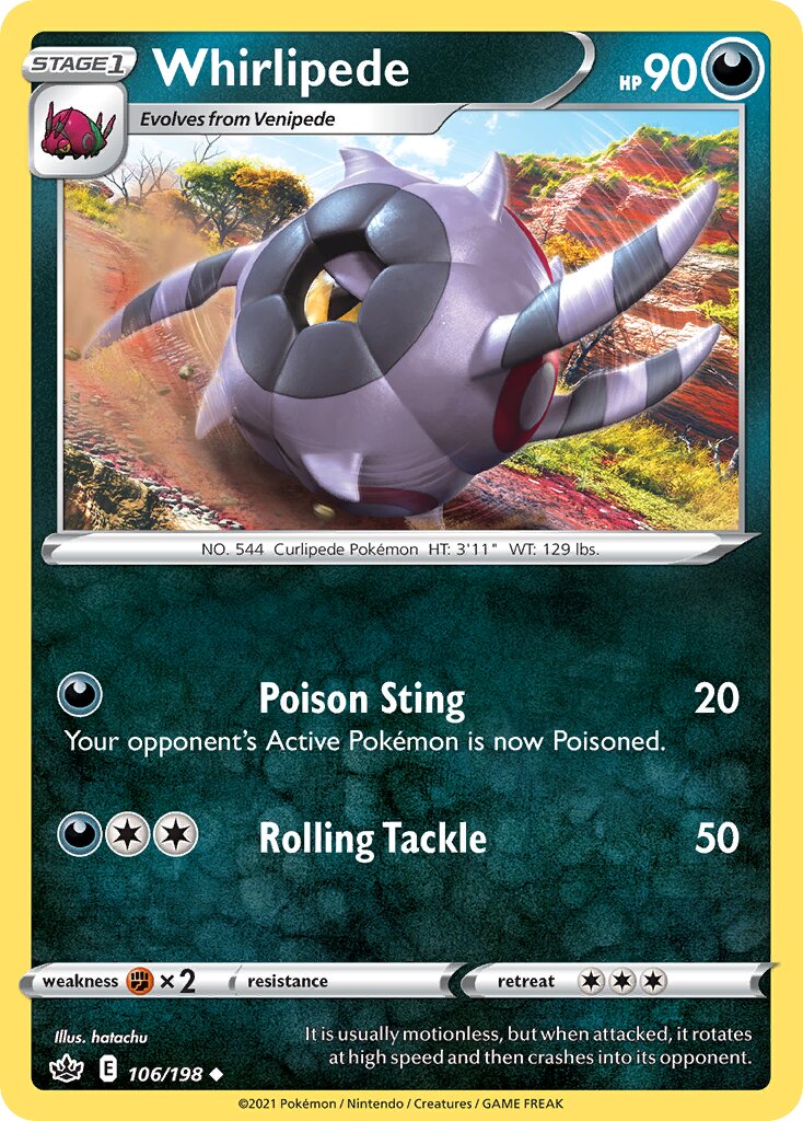 Whirlipede 106/198 — Chilling Reign (English Pokémon TCG card)