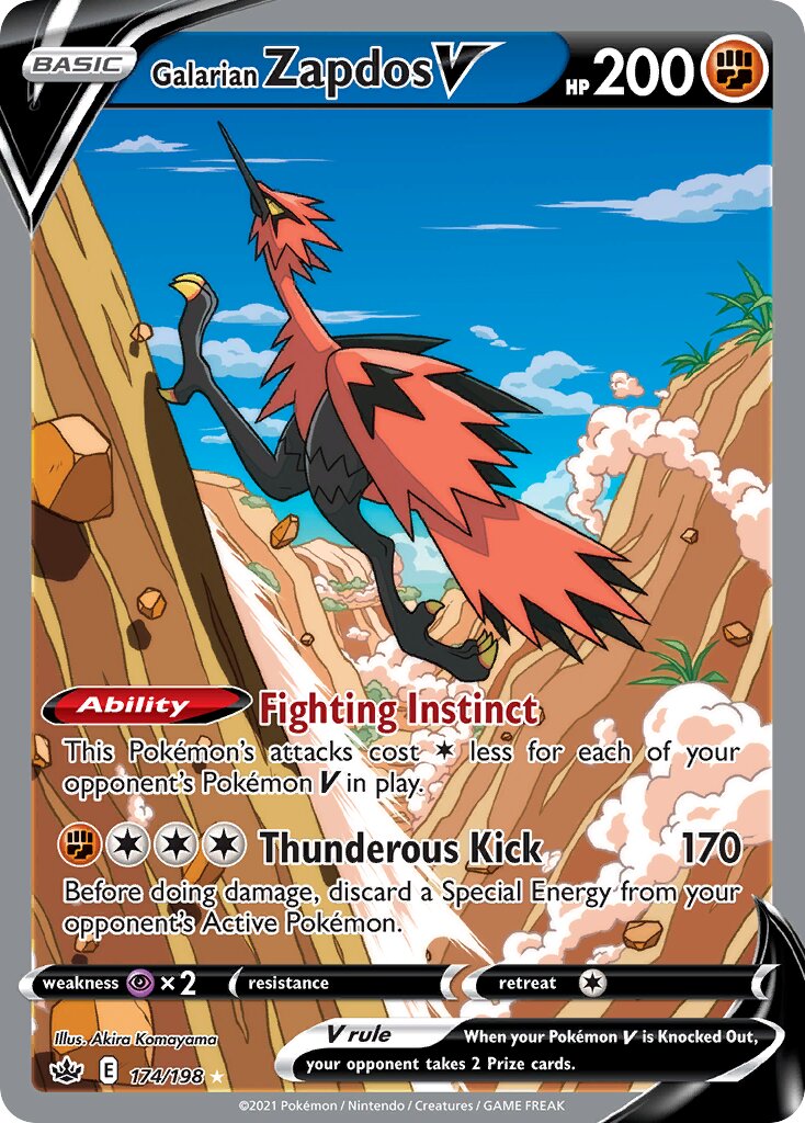 Galarian Zapdos V 174/198 — Chilling Reign (English Pokémon TCG card)