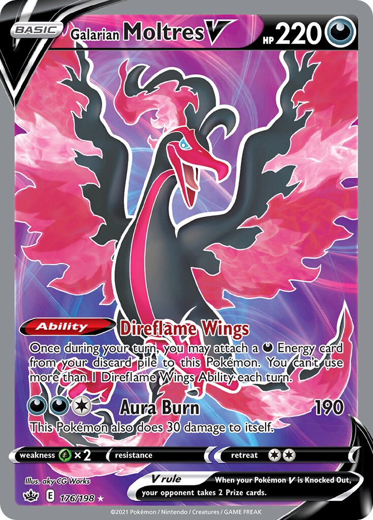 Galarian Moltres V 176/198 — Chilling Reign (English Pokémon TCG card)
