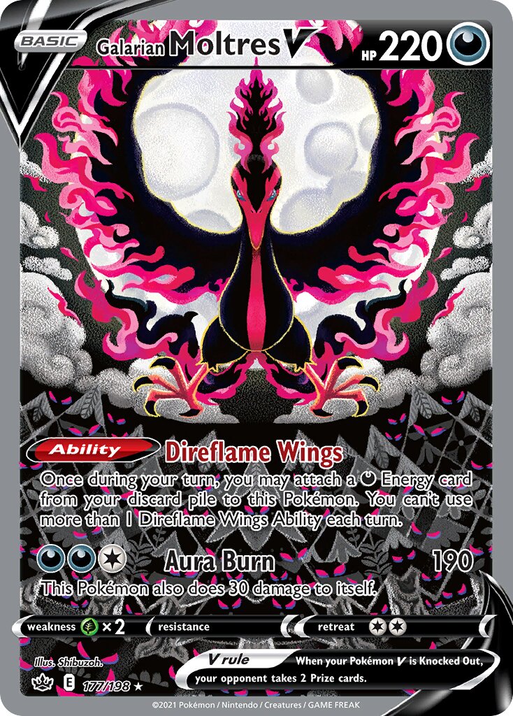 Galarian Moltres V 177/198 — Chilling Reign (English Pokémon TCG card)