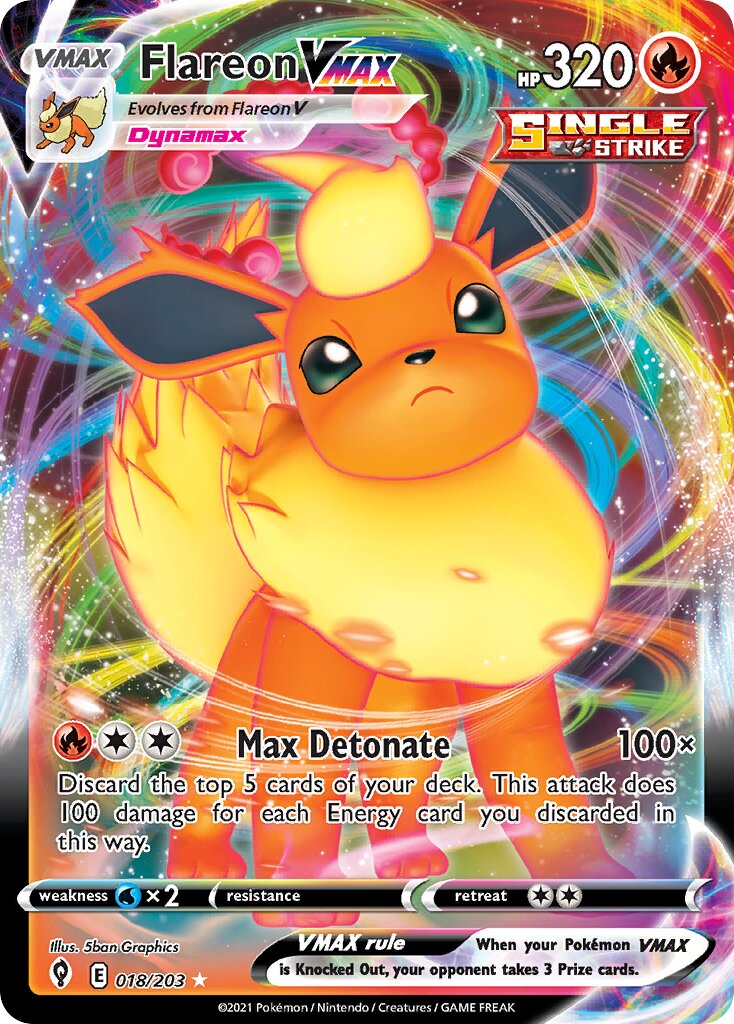 Flareon VMAX 018/203 — Evolving Skies (English Pokémon TCG card)