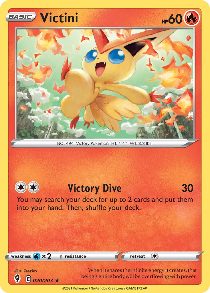 Victini 020/203 — Evolving Skies (English Pokémon TCG card)