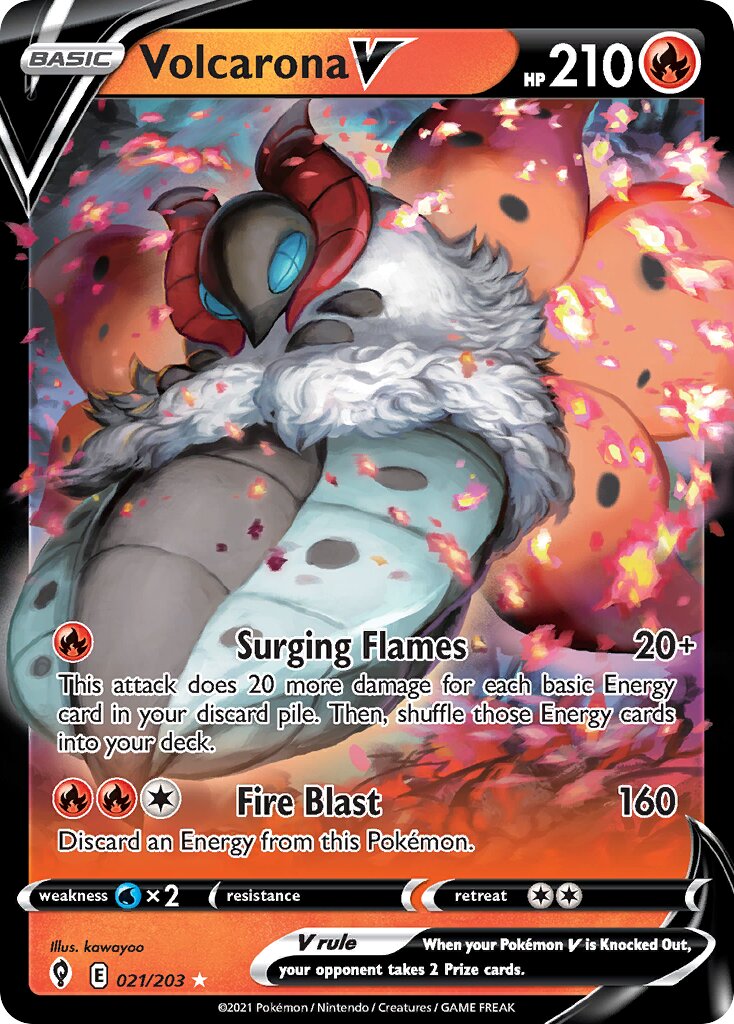 Volcarona V 021/203 — Evolving Skies (English Pokémon TCG card)