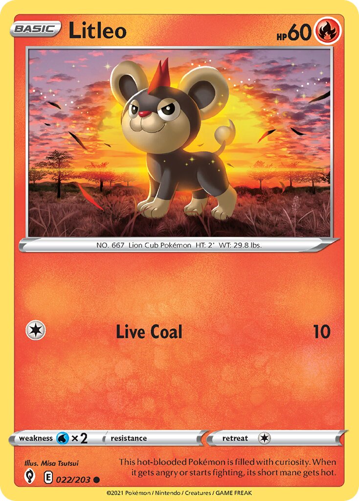 Litleo 022/203 — Evolving Skies (English Pokémon TCG card)