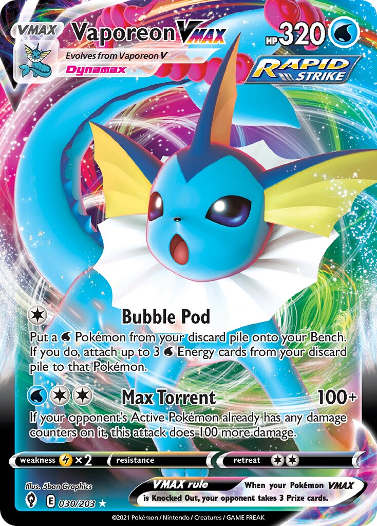 Vaporeon VMAX 030/203 — Evolving Skies (English Pokémon TCG card)