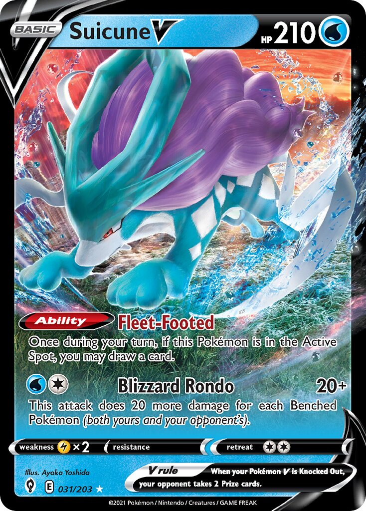 Suicune V 031/203 — Evolving Skies (English Pokémon TCG card)