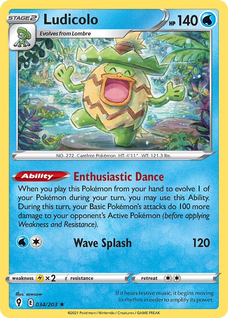 Ludicolo 034/203 — Evolving Skies (English Pokémon TCG card)