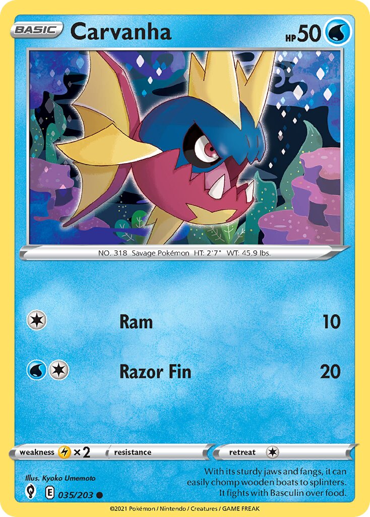 Carvanha 035/203 — Evolving Skies (English Pokémon TCG card)
