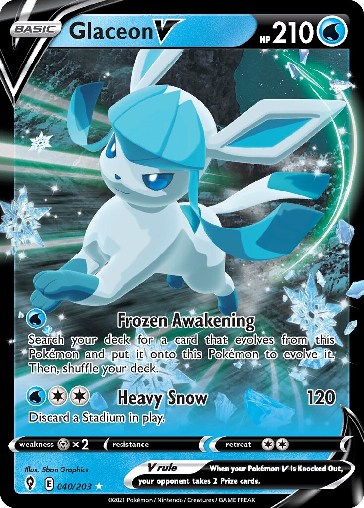Glaceon V 040/203 — Evolving Skies (English Pokémon TCG card)