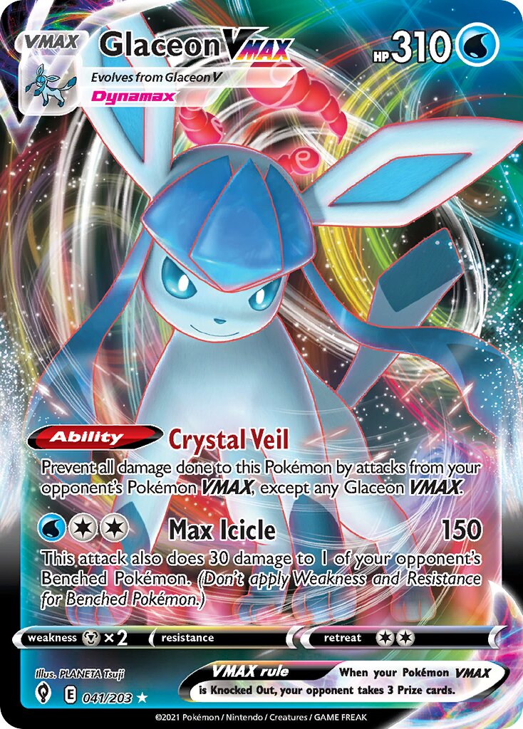 Glaceon VMAX 041/203 — Evolving Skies (English Pokémon TCG card)