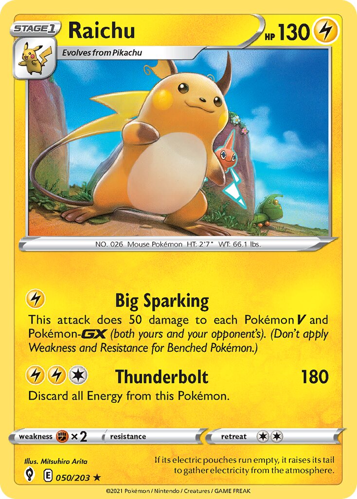 Raichu 050/203 — Evolving Skies (English Pokémon TCG card)