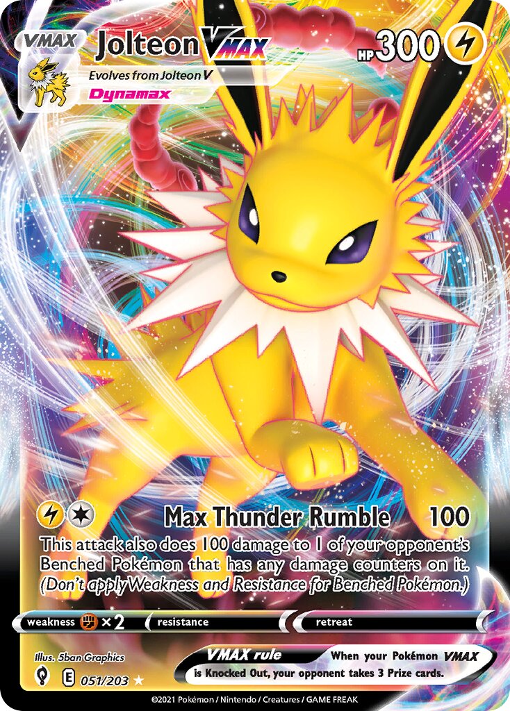 Jolteon VMAX 051/203 — Evolving Skies (English Pokémon TCG card)