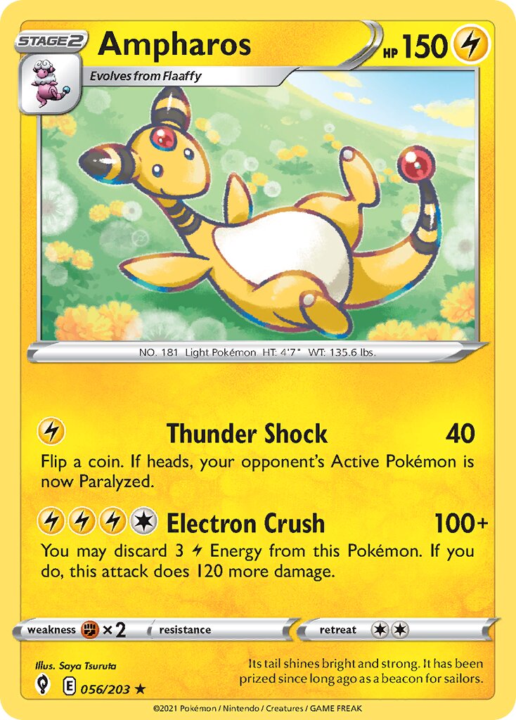 Ampharos 056/203 — Evolving Skies (English Pokémon TCG card)