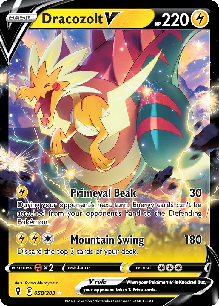 Dracozolt V 058/203 — Evolving Skies (English Pokémon TCG card)
