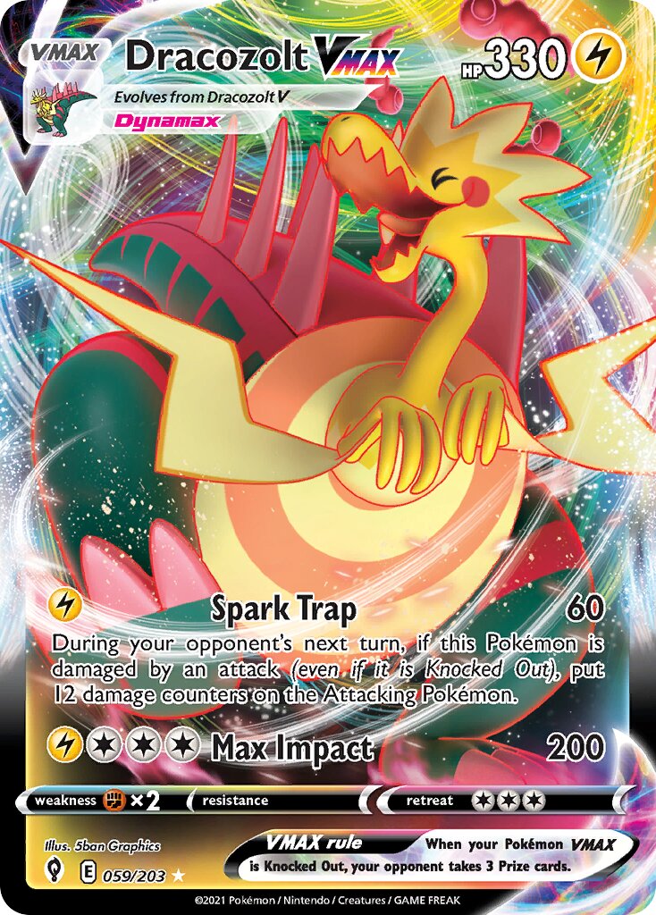 Dracozolt VMAX 059/203 — Evolving Skies (English Pokémon TCG card)