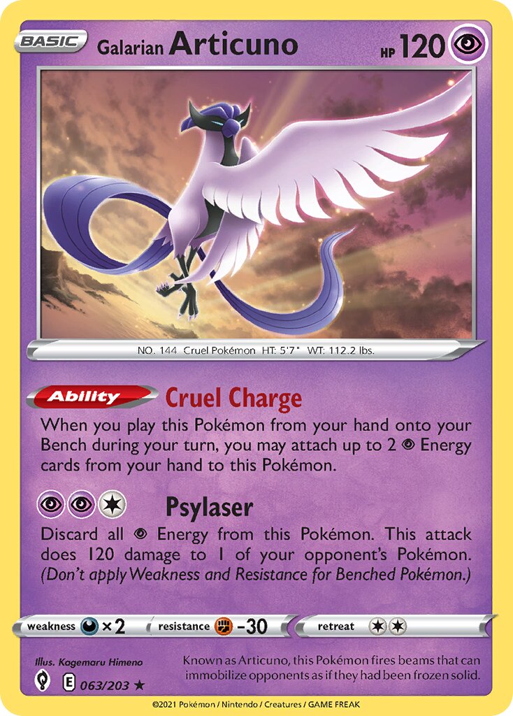 Galarian Articuno 063/203 — Evolving Skies (English Pokémon TCG card)