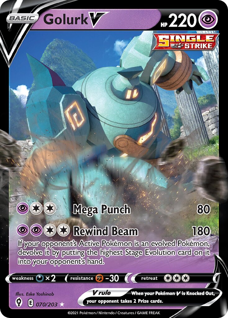 Golurk V 070/203 — Evolving Skies (English Pokémon TCG card)