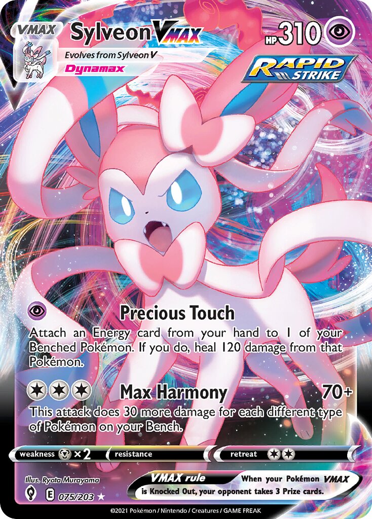 Sylveon VMAX 075/203 — Evolving Skies (English Pokémon TCG card)