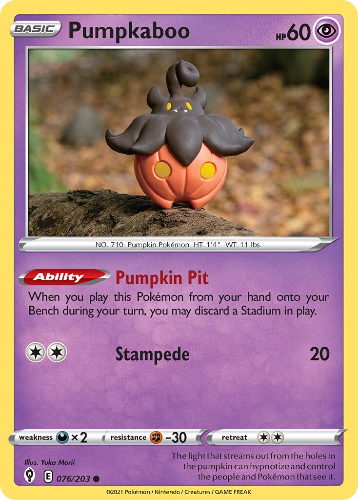 Pumpkaboo 076/203 — Evolving Skies (English Pokémon TCG card)