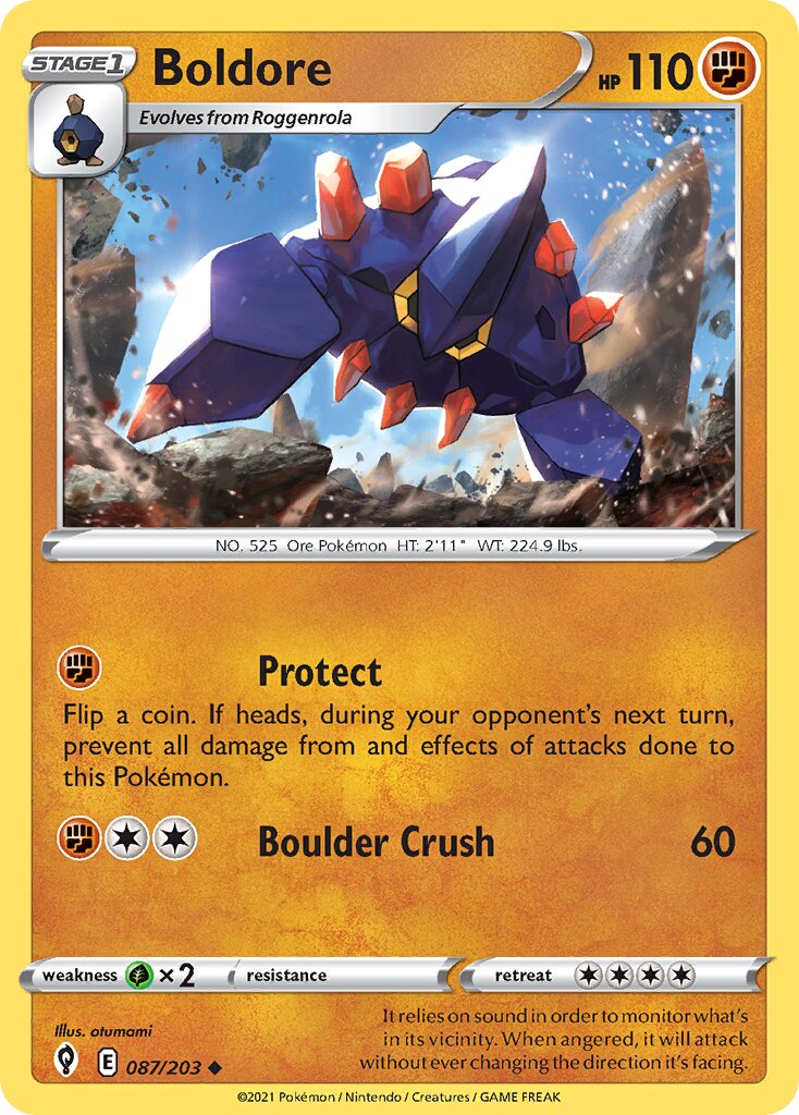 Boldore 087/203 — Evolving Skies (English Pokémon TCG card)