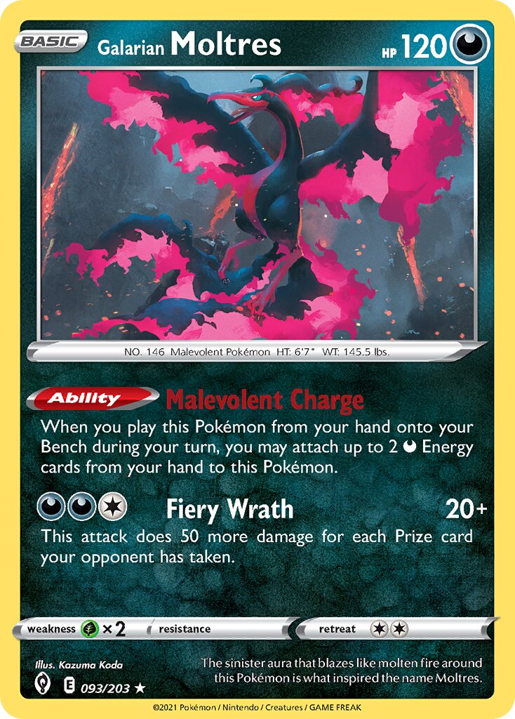 Galarian Moltres 093/203 — Evolving Skies (English Pokémon TCG card)