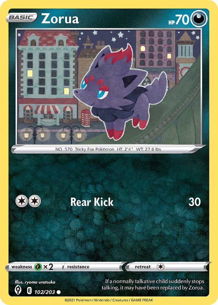 Zorua 102/203 — Evolving Skies (English Pokémon TCG card)