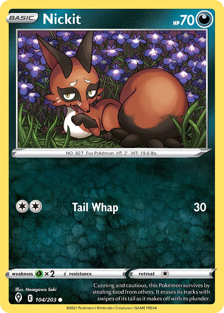 Nickit 104/203 — Evolving Skies (English Pokémon TCG card)