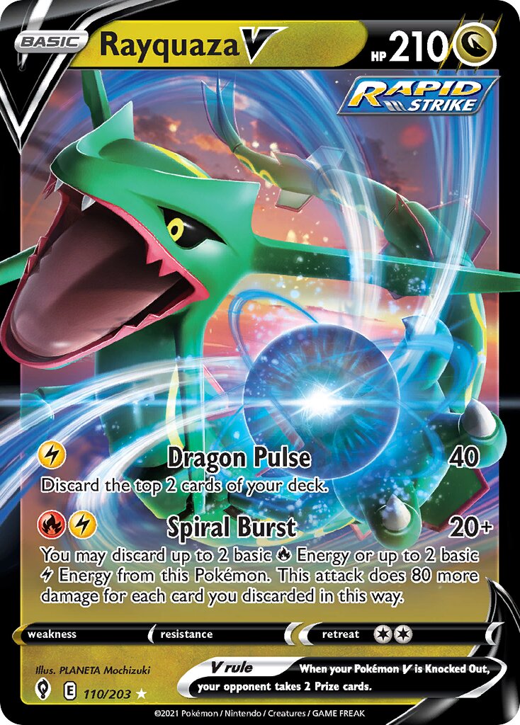 Rayquaza V 110/203 — Evolving Skies (English Pokémon TCG card)