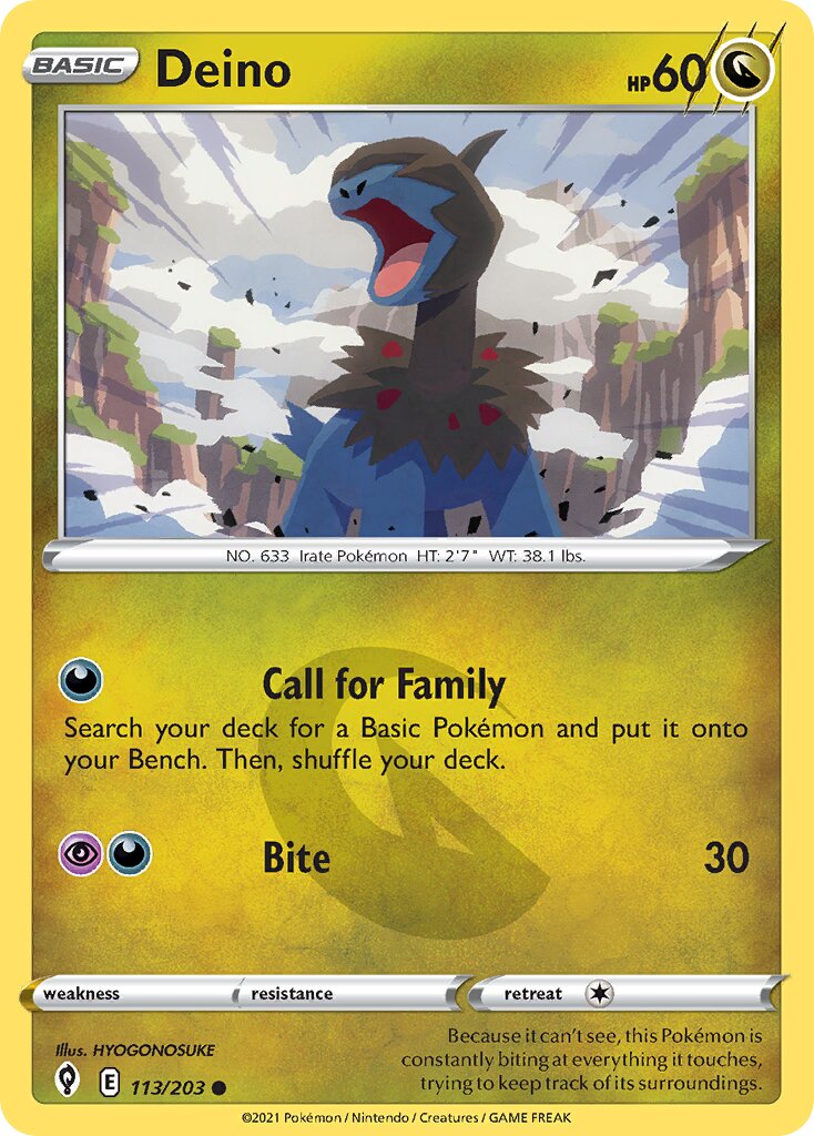 Deino 113/203 — Evolving Skies (English Pokémon TCG card)
