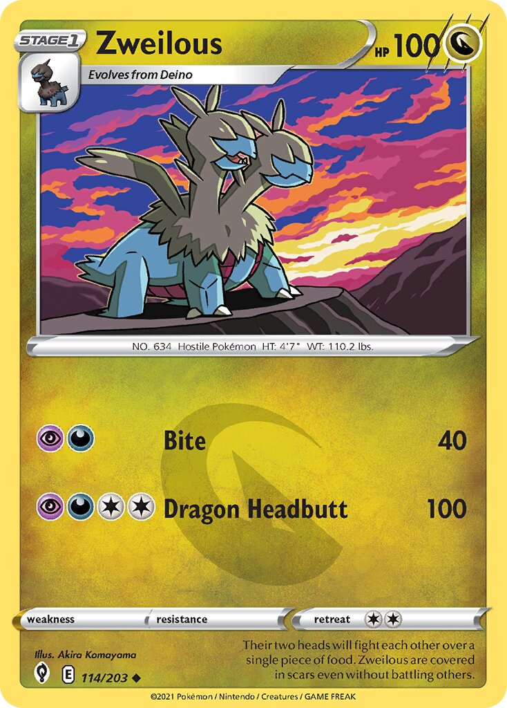 Zweilous 114/203 — Evolving Skies (English Pokémon TCG card)