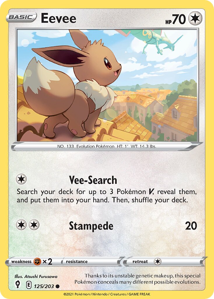 Eevee 125/203 — Evolving Skies (English Pokémon TCG card)