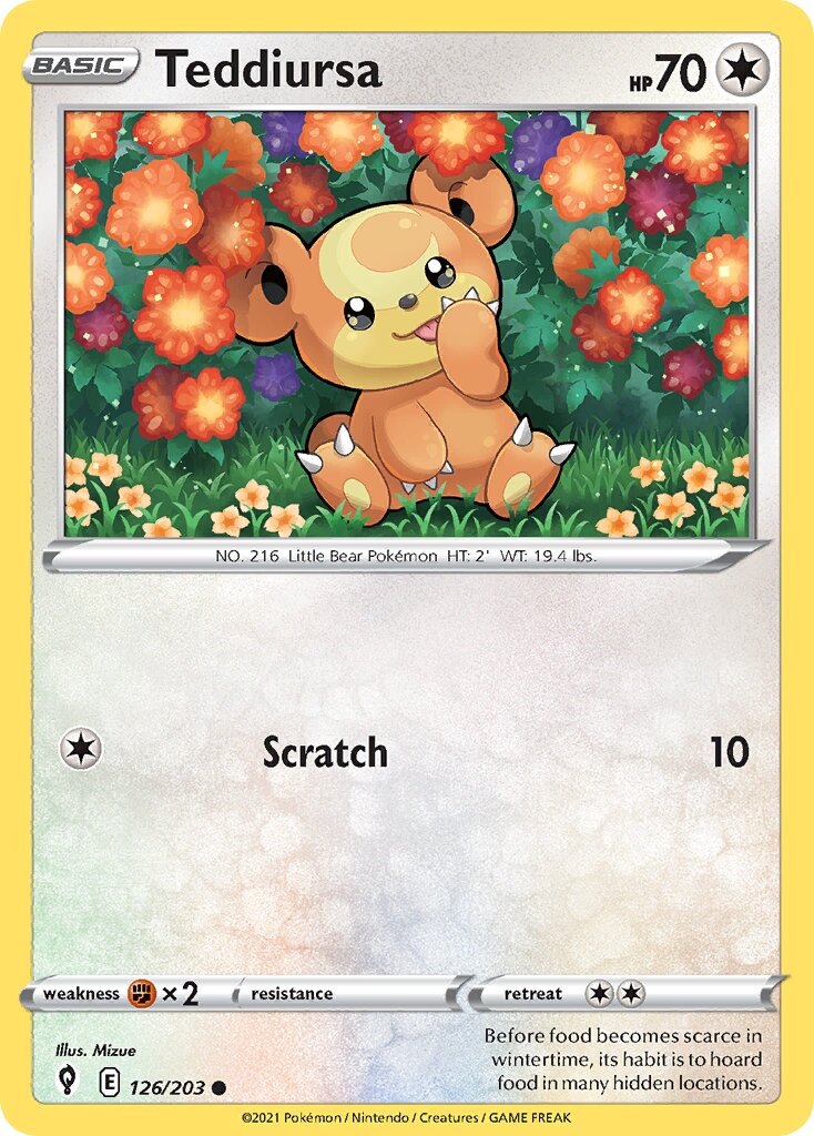 Teddiursa 126/203 — Evolving Skies (English Pokémon TCG card)