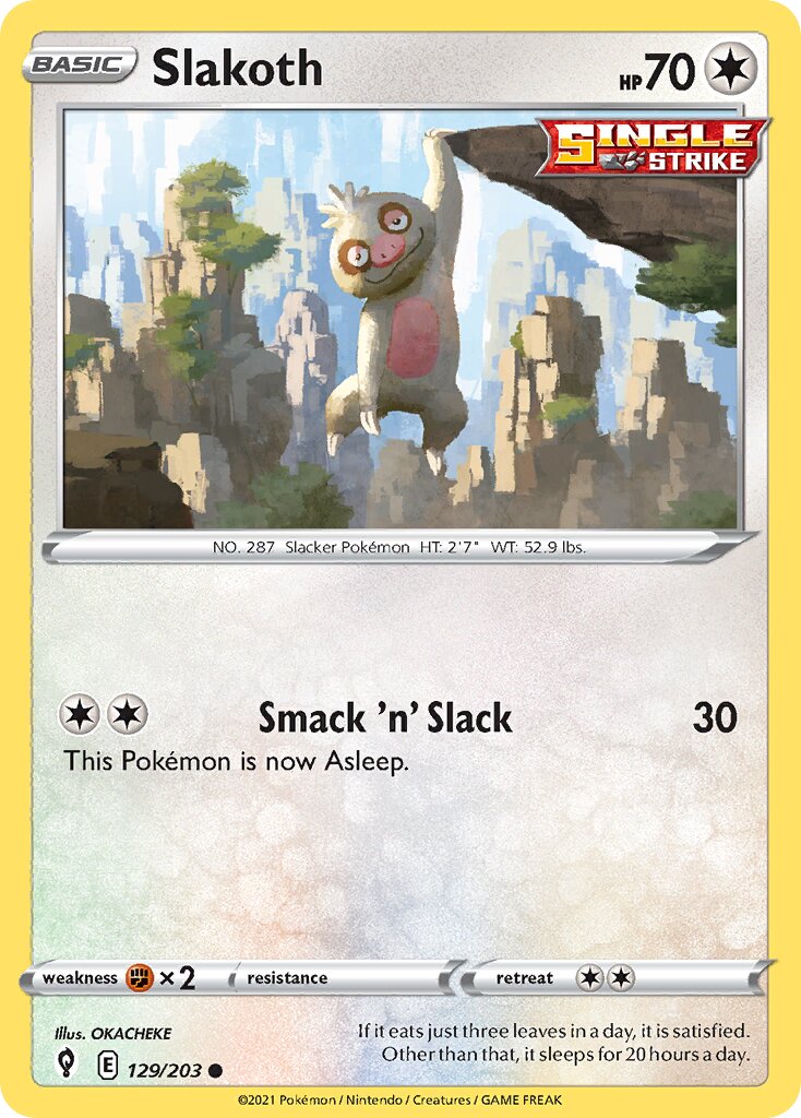 Slakoth 129/203 — Evolving Skies (English Pokémon TCG card)