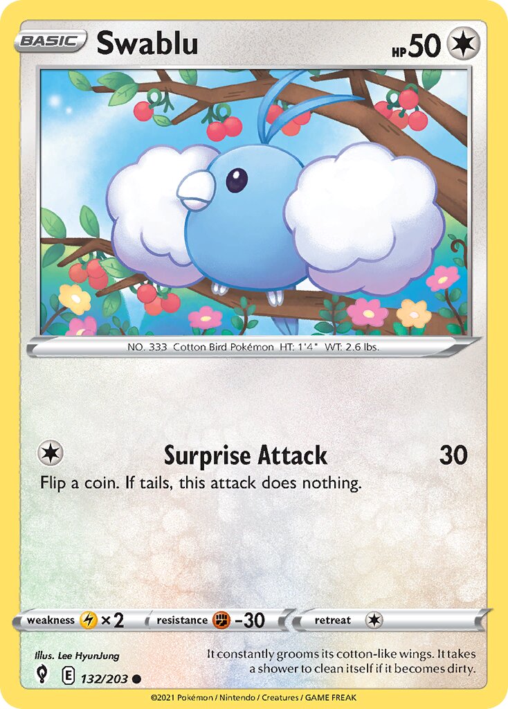 Swablu 132/203 — Evolving Skies (English Pokémon TCG card)