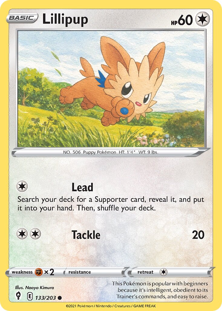 Lillipup 133/203 — Evolving Skies (English Pokémon TCG card)