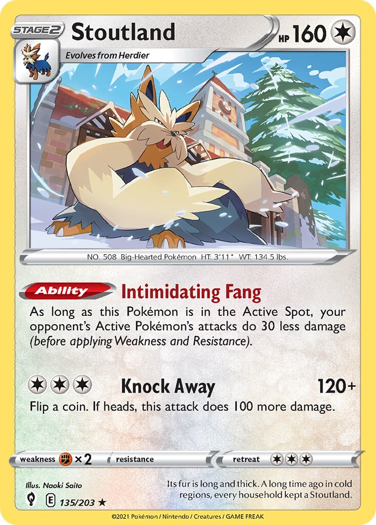 Stoutland 135/203 — Evolving Skies (English Pokémon TCG card)