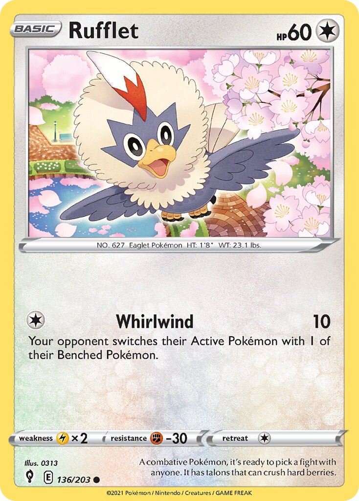 Rufflet 136/203 — Evolving Skies (English Pokémon TCG card)