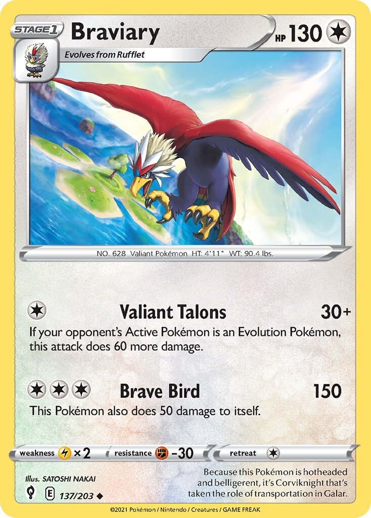 Braviary 137/203 — Evolving Skies (English Pokémon TCG card)