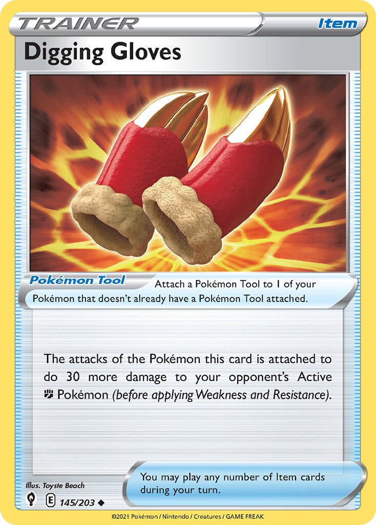 Digging Gloves 145/203 — Evolving Skies (English Pokémon TCG card)