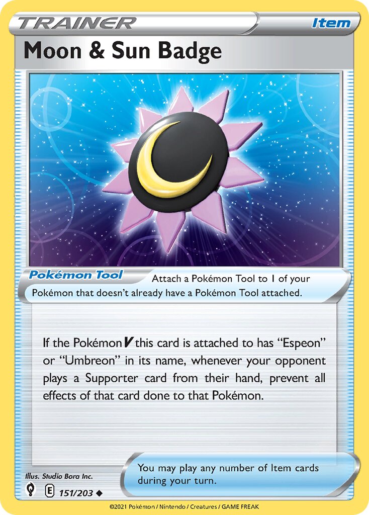Moon & Sun Badge 151/203 — Evolving Skies (English Pokémon TCG card)