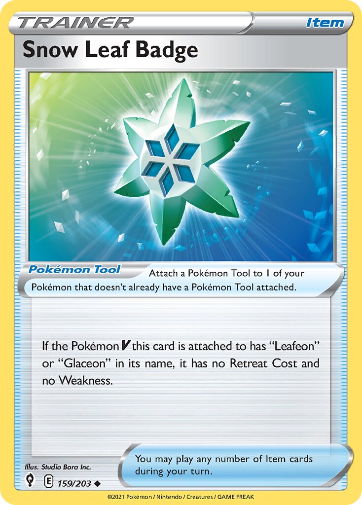 Snow Leaf Badge 159/203 — Evolving Skies (English Pokémon TCG card)