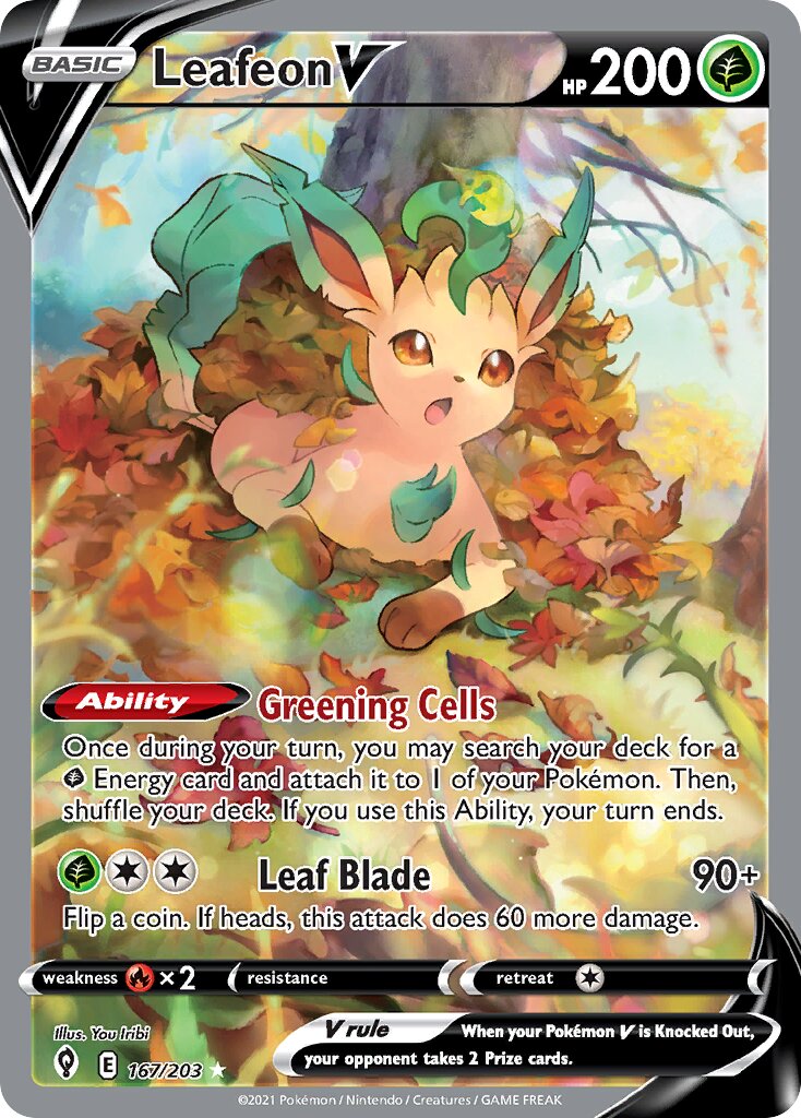 Leafeon V 167/203 — Evolving Skies (English Pokémon TCG card)