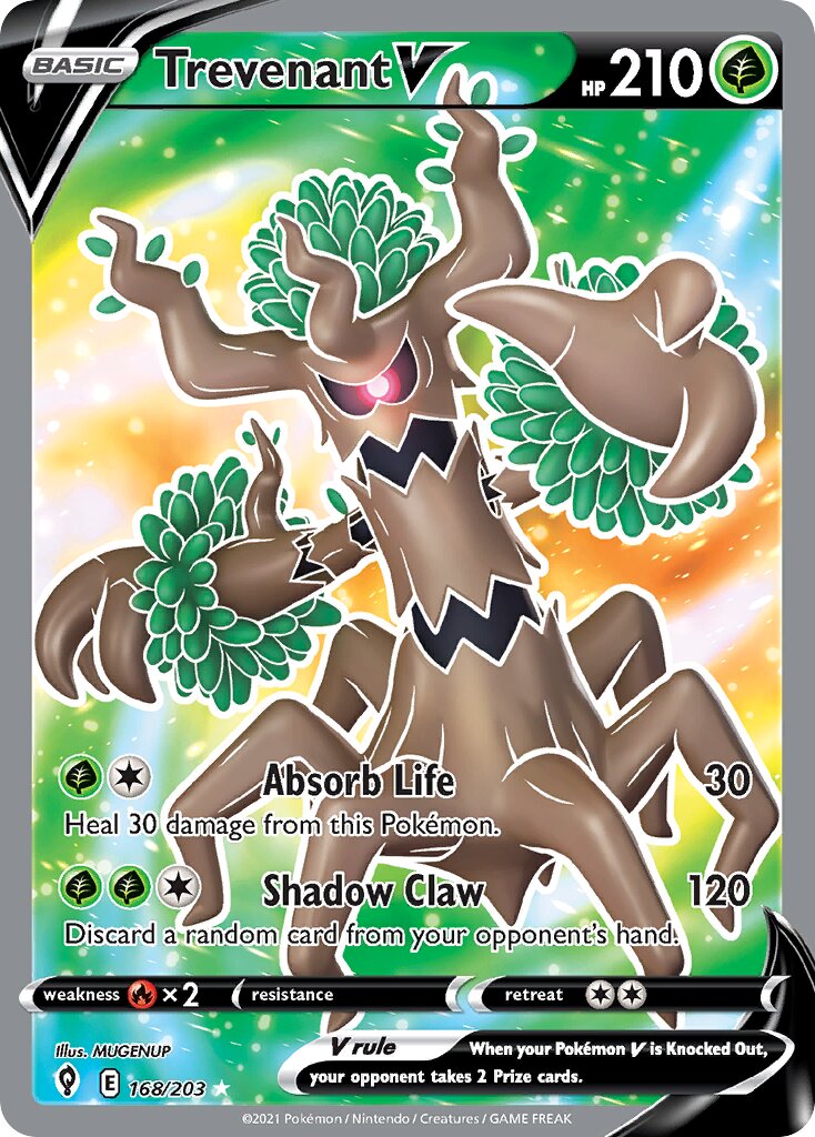 Trevenant V 168/203 — Evolving Skies (English Pokémon TCG card)